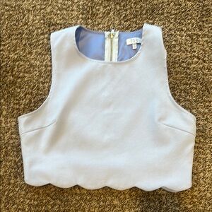 Tobi Light Blue Scalloped Crop Top